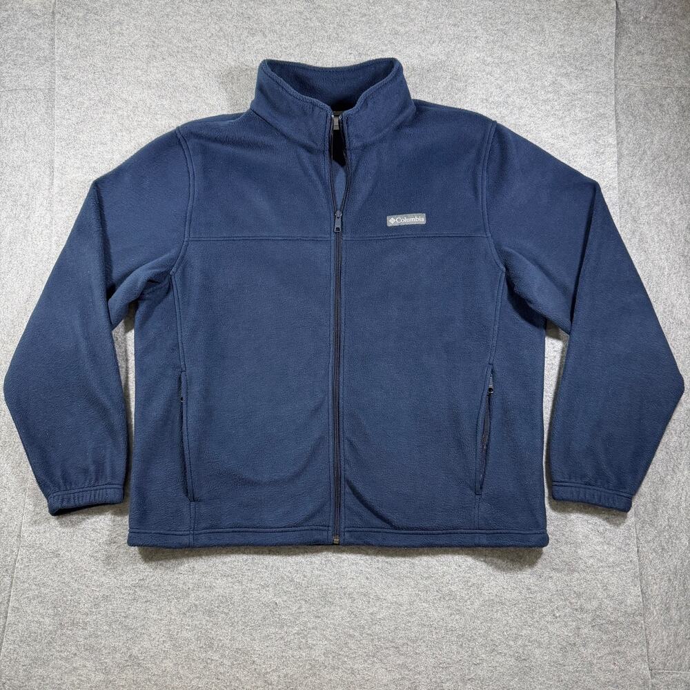 Columbia Fleece Jacket Mens XL Navy Full Zip Steens Mountain Outdoor Hiking